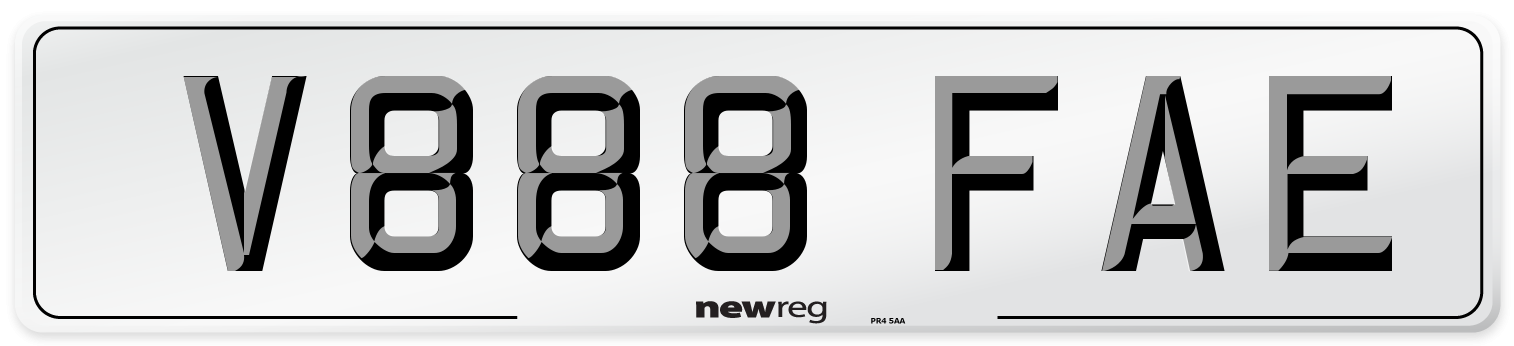 V888 FAE Number Plate from New Reg
